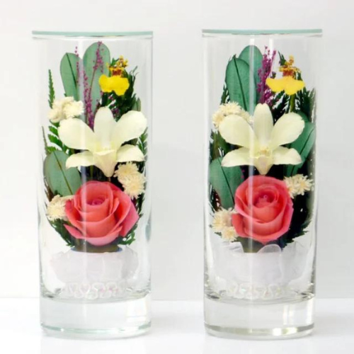 セレモア　京王聖蹟桜ケ丘店　お盆時期の供花にも最適ガラスの容器がおしゃれなプリエールのご紹介です　プリエールの商品紹介　プリエールSSB