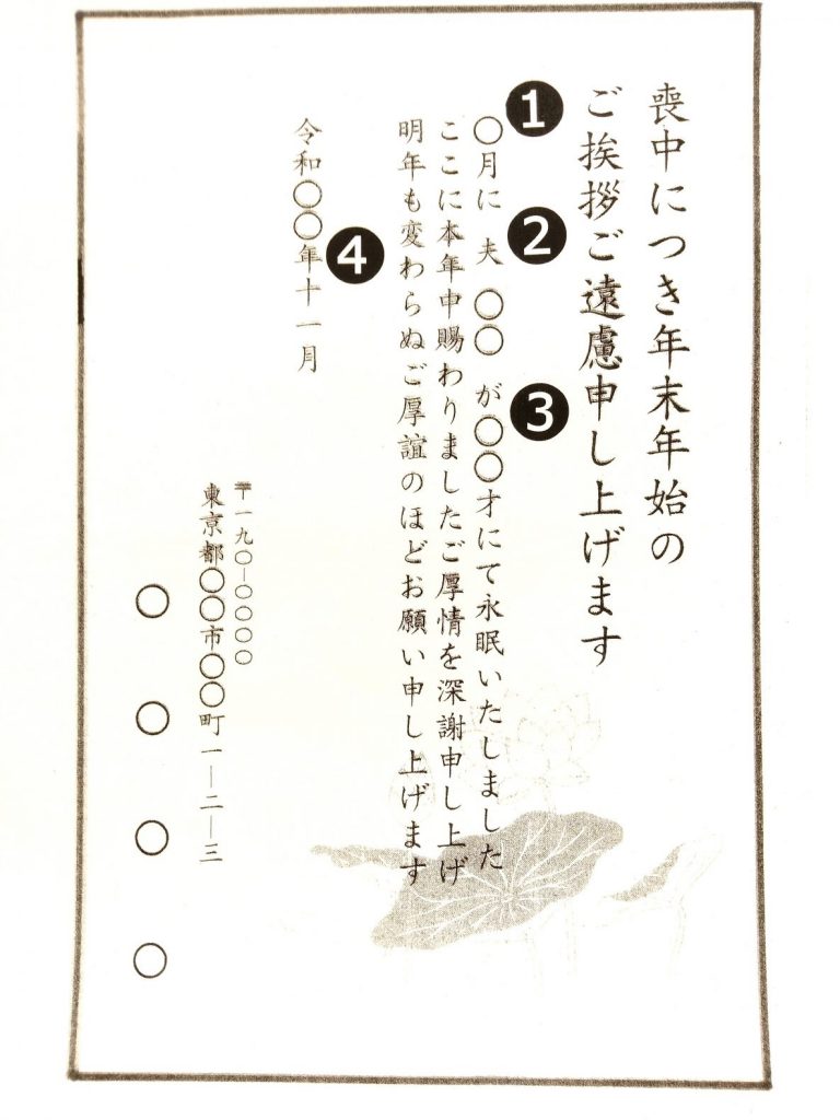 喪中 の はがき